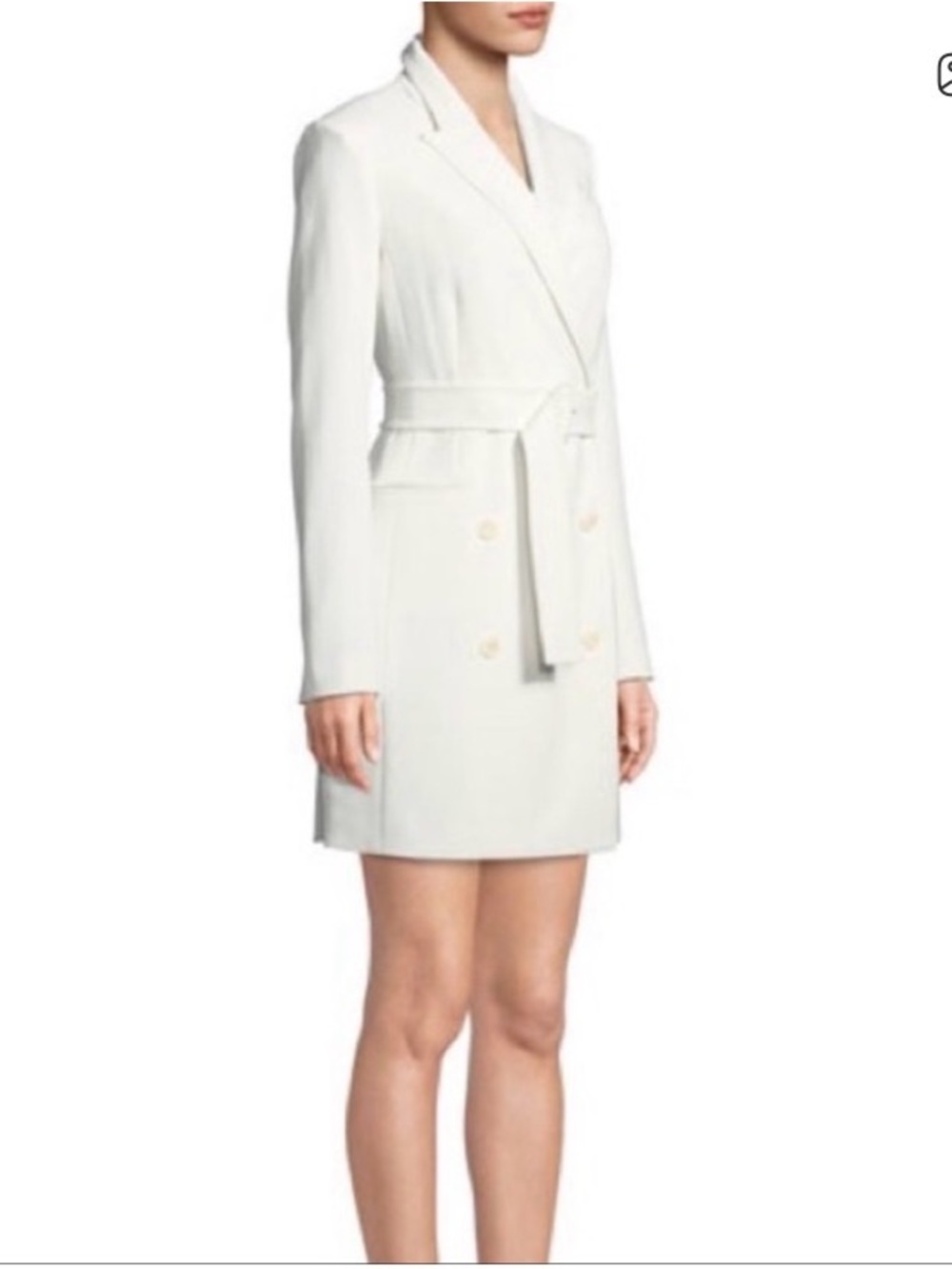 Theory White Double-Breasted Belted Blazer Dress admiral crepe - Picture 2 of 7